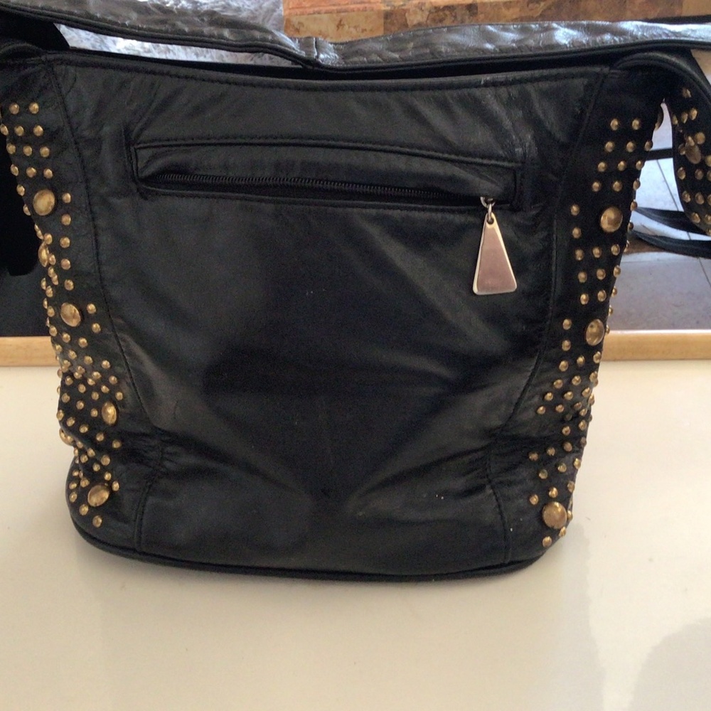 Valerie jean Leather Beaded tote purse. Soft leather nice shoulder strap. USA